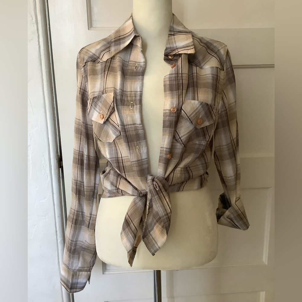J.A.K. Soft Plaid Cotton western Shirt Size Medium